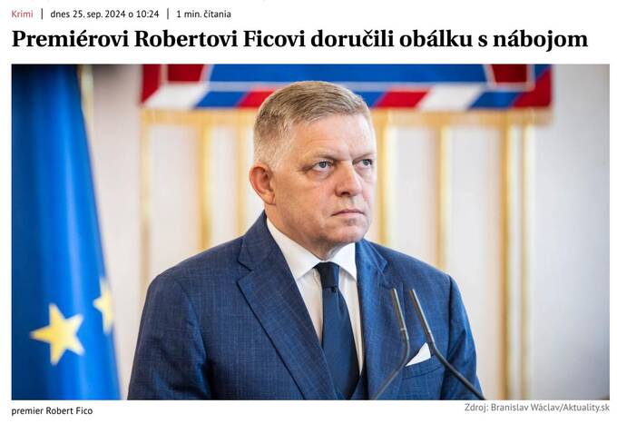 Премьеру Словакии Роберту Фицо пришел конверт с пулей qzeiqrridqeieukmp