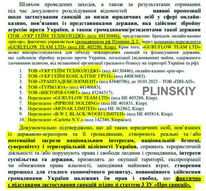 Украина готовит санкции против российского казино Pin-UP и Дмитрия Пунина thiddeiqetiqkdkmp