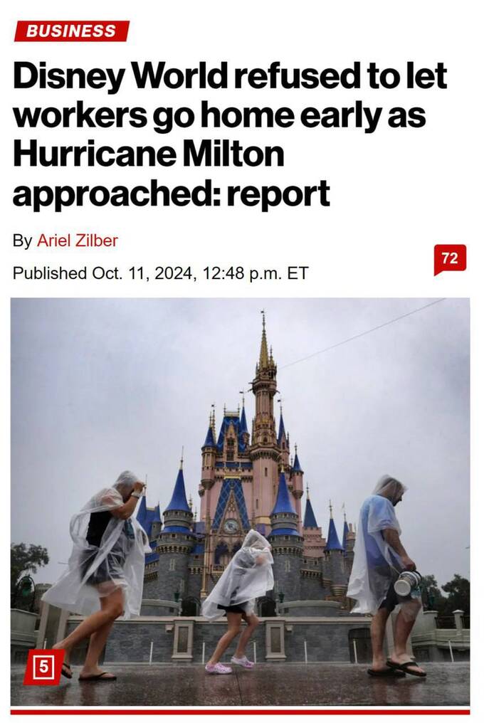 Сотрудников Disney World заставили дорабатывать смены перед ураганом "Милтон" qtuiddxiuriqerkmp